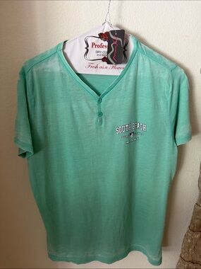 Mens Mint Green V-Neck Tee
